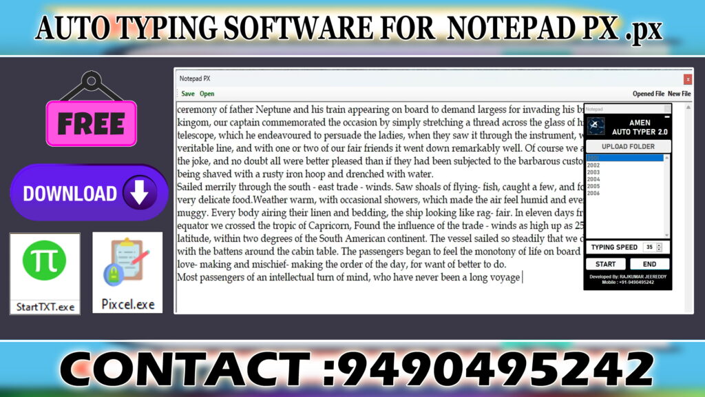 Copy Paste Auto Typer for Notepad Pixcel .px